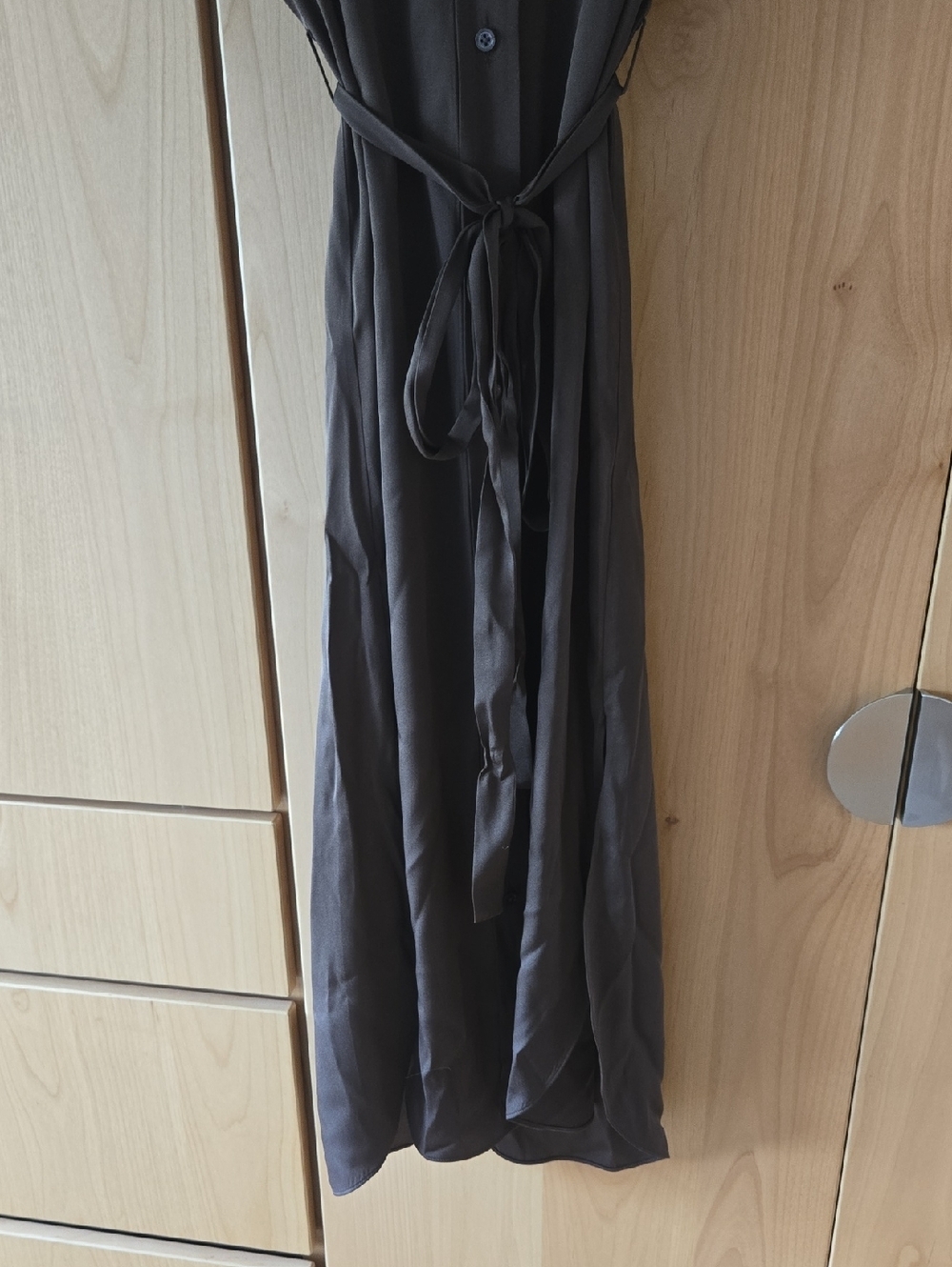 Quince Brown Silk Blend Button Dress with Tie, VGUC, With Tags, Quiet Lux, S - Picture 2 of 7
